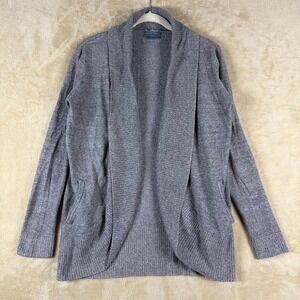 Barefoot Dreams CozyChic Lite Cardigan Women's M Gray Open Front Pockets 452